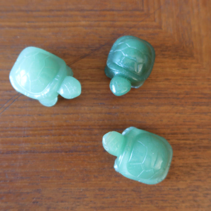 three Green Aventurine Turtles
