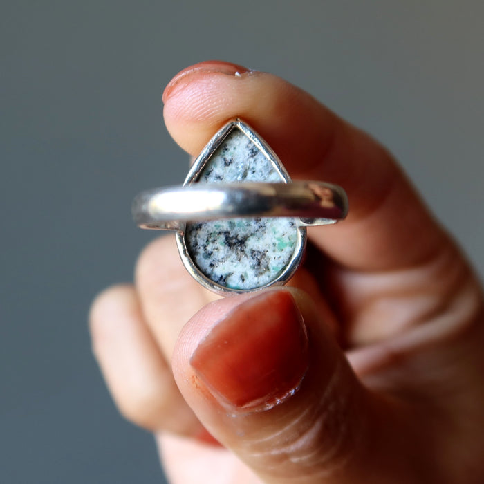 Azurite Ring Drop of Delight Blue Gem Granite K2 Sterling Silver