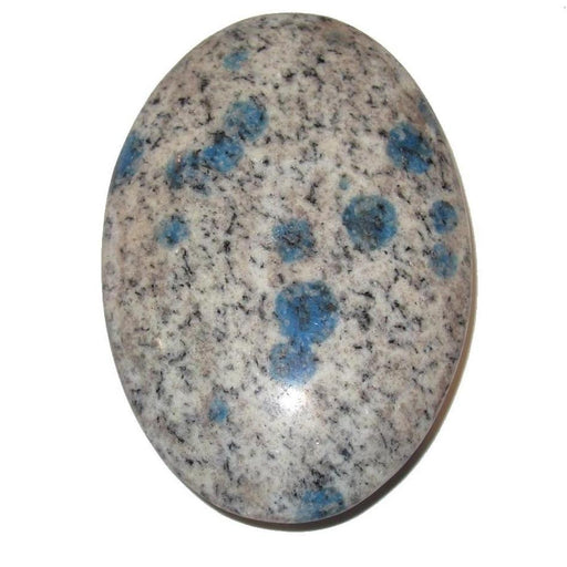 blue azurite in granite polished oval palm stone