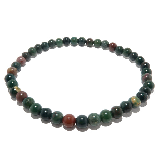 green and red indian bloodstone beaded stretch anklet