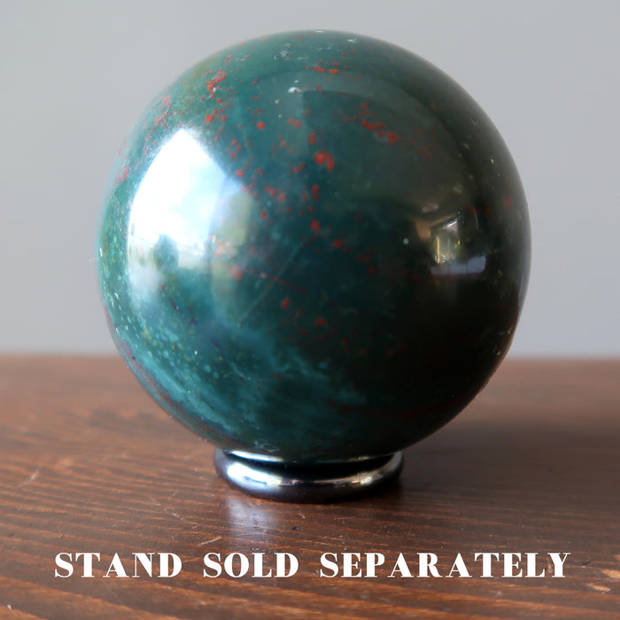 bloodstone sphere on hematine ring stand which is sold separately