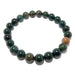 green, red, yellow indian bloodstone beaded stretch bracelet in 7-8mm beads