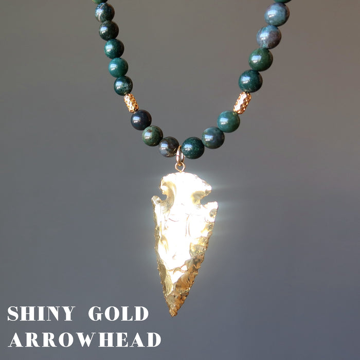 gold arrowhead bloodstone beaded necklace 