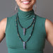 female model wearing bloodstone goddess necklaces layered