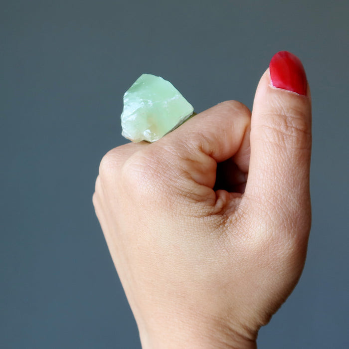 Green Calcite Ring Rock Candy Raw Crystal Adjustable Bronze