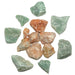 set of 14 green and red rough calcite stones