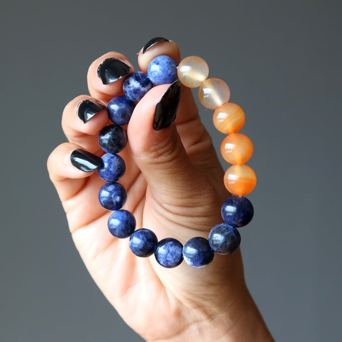 Carnelian Bracelet Sodalite Spirit Passion Orange Blue