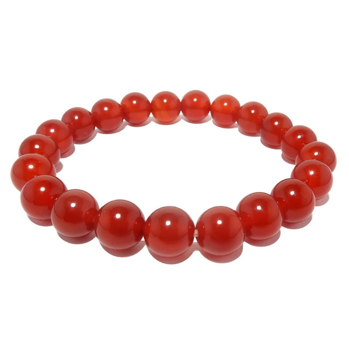 bright orange red carnelian stretch bracelet beaded with smooth round beads, handmade at satin crystals jewelry studio