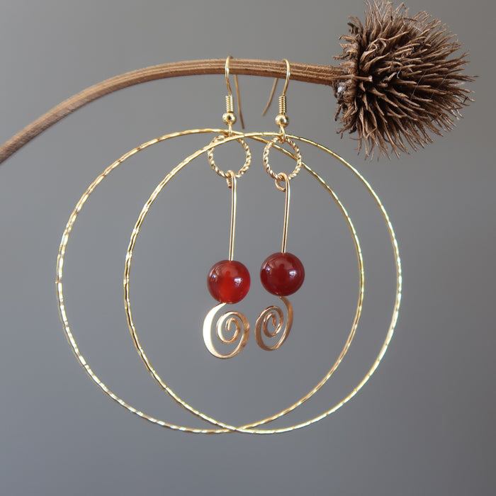 carnelian hoop earrings