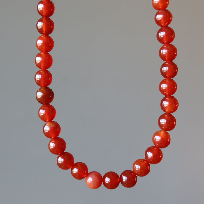 carnelian beaded round necklace
