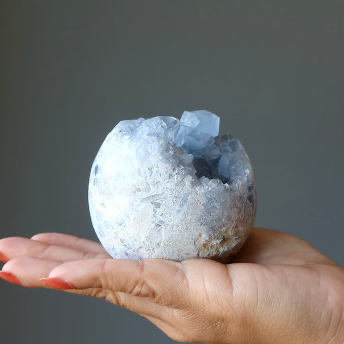 Celestite Sphere Cluster of Consciousness Blue Geode Crystal Ball