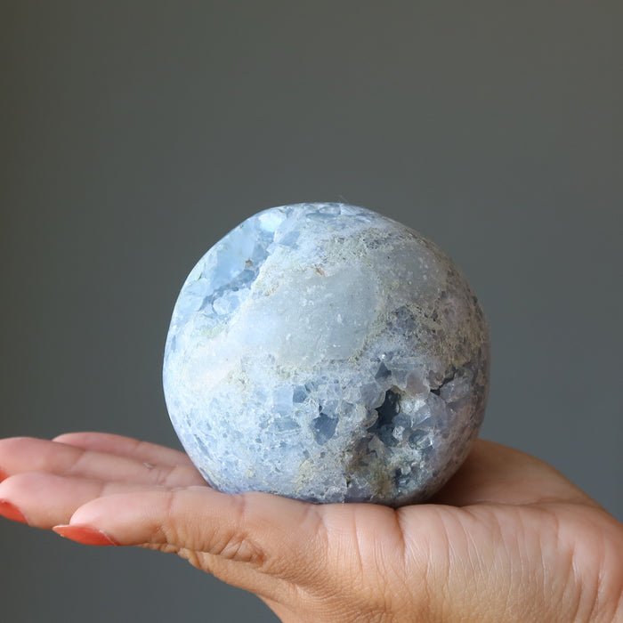 Celestite Sphere Cluster of Consciousness Blue Geode Crystal Ball