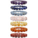 set of 7 chakra bracelets with amethyst, sodalite, angelite, rose quartz, calcite, aventurine and red jasper