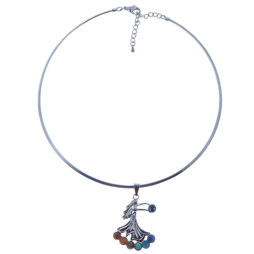 Chakra Angel pendant with Silver Choker