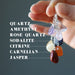 showing quartz amethyst rose-quartz sodalite citrine carmeline jasper tumbled stone pendant
