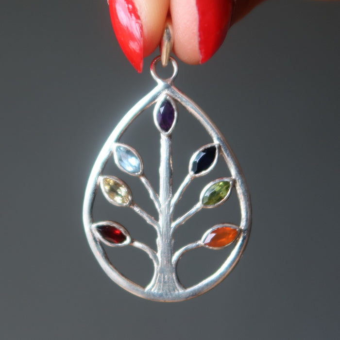 Chakra Pendant Tree of Life Elite Gemstones Sterling Silver