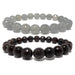 faceted gray and brown chalcedony beaded stretch bracelet set