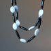 zoom in lower part of two strand Chalcedony Obsidian Necklace