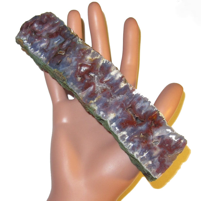 Chalcedony Slice Polished Stone Big Blue Red Purple Wand Slab
