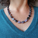 female model wearing a Purple Oval Charoite Gemstones Necklace
