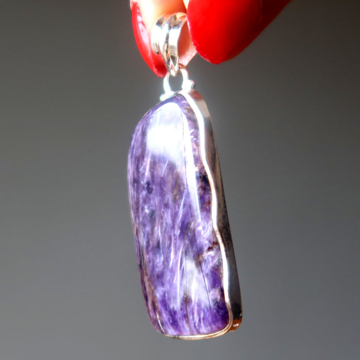 Charoite Pendant Spiritual Ecstasy Big Precious Purple Gemstone