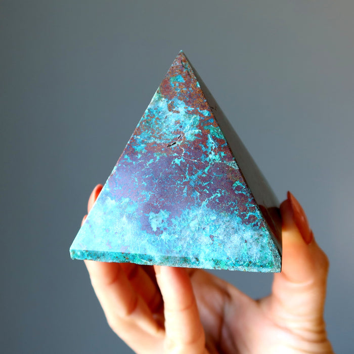 Chrysocolla Pyramid Colorful Love Blue Green Red Cuprite Crystal
