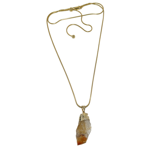 raw yellow citrine point on gold adjustable necklace
