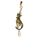 brass feline hangs with faceted yellow Citrine drops from a polished Citrine orb on a long pendant