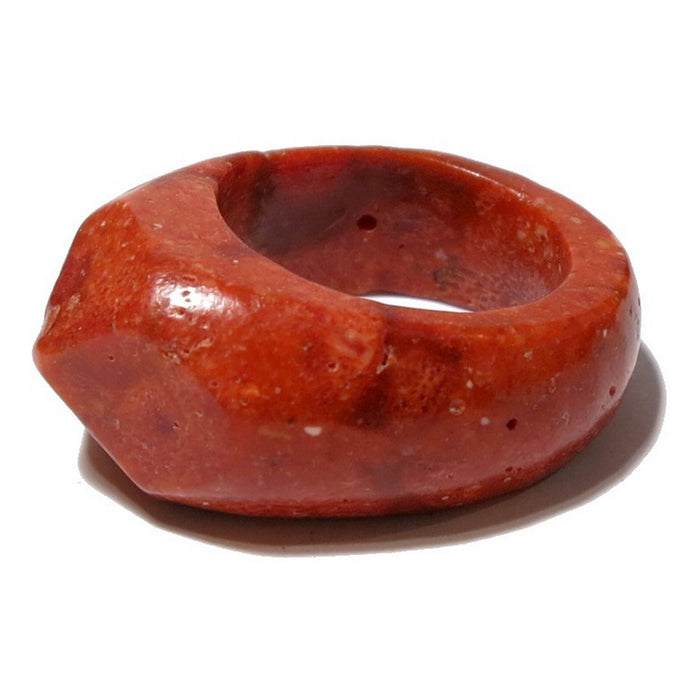 Red Coral Ring Bright Empowerment Healing Crystal Jewelry
