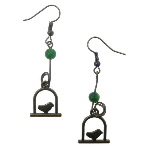 green diopside on birdcage dangle earrings