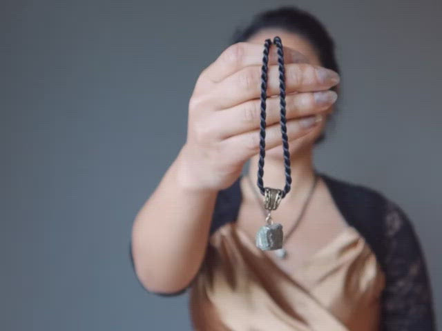 video featuring pyrite nugget necklace