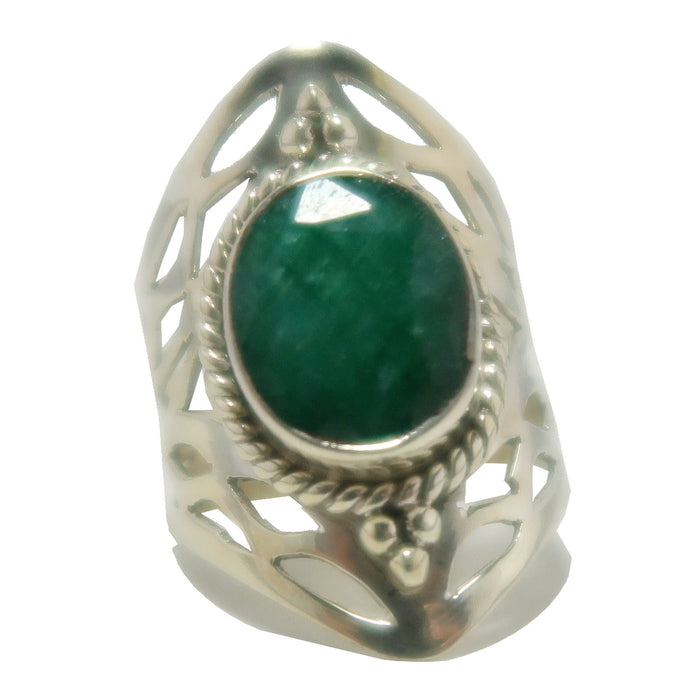 Emerald Ring Ruler of the Realm Rich Green Gem Sterling