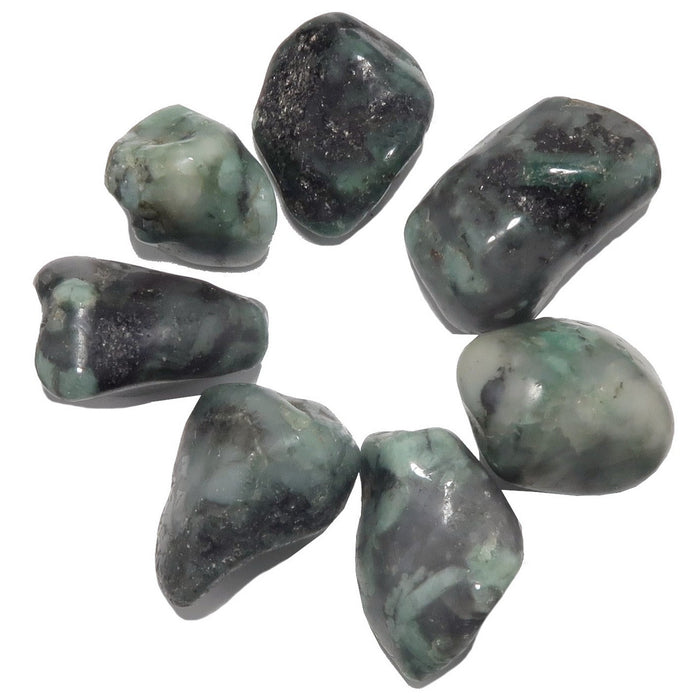 tumbled emerald stones set of 7