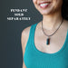 sheila of satin crystals wearing Faux Black Leather Cord with pendant sold separately