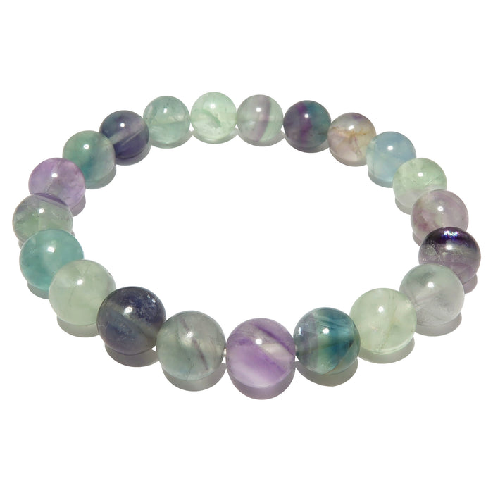rainbow fluorite beaded stretch bracelet in 7-8mm beads