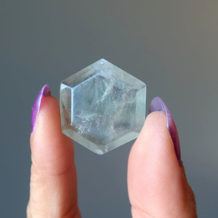 fluorite hexagon cabochon crystal