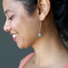 sheila of satin crystals wearing Fluorite heart Earrings on sterling silver