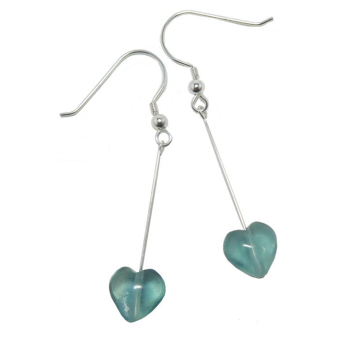 Fluorite heart Earrings on sterling silver