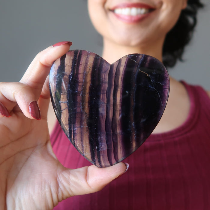 holding Purple Fluorite Heart
