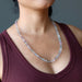 sheila of satin crystals wearing Beaded Rainbow Fluorite Necklace