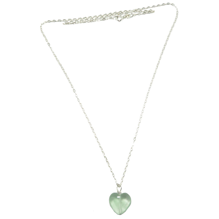 Green Heart Fluorite pendant on sterling silver chain