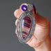 holding Sterling Silver Purple Teardrop Fluorite Pendant