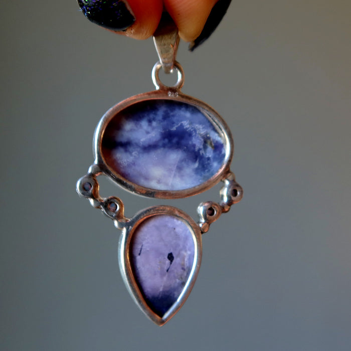 Fluorite Pendant Spiritual Ecstasy Purple Gemstone Rainbow Opal