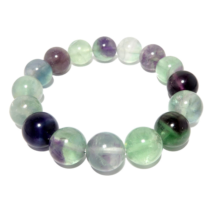 rainbow fluorite beaded stretch bracelet in 11-12mm beads
