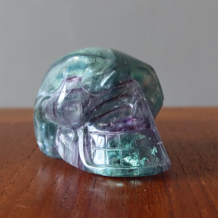 green purple rainbow Fluorite Skull