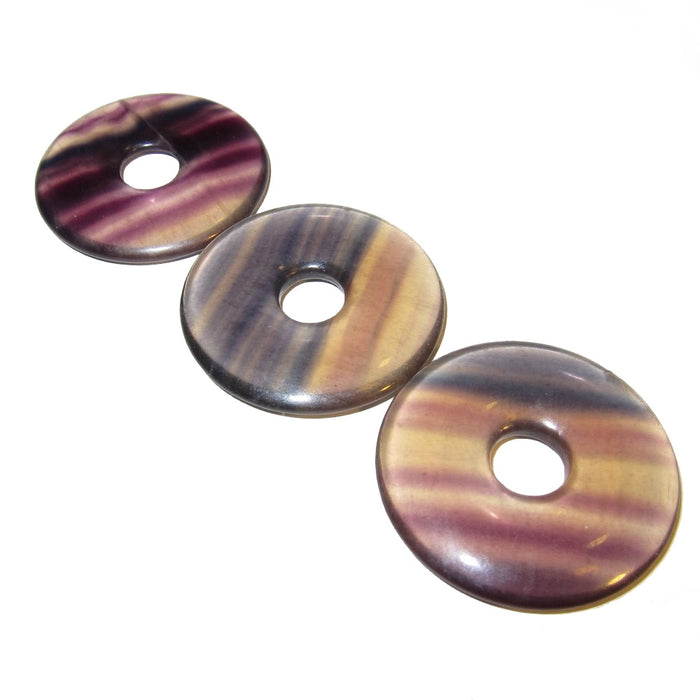 Fluorite Amulet Set of 3 Beautiful Donut Stones Meditation Charms