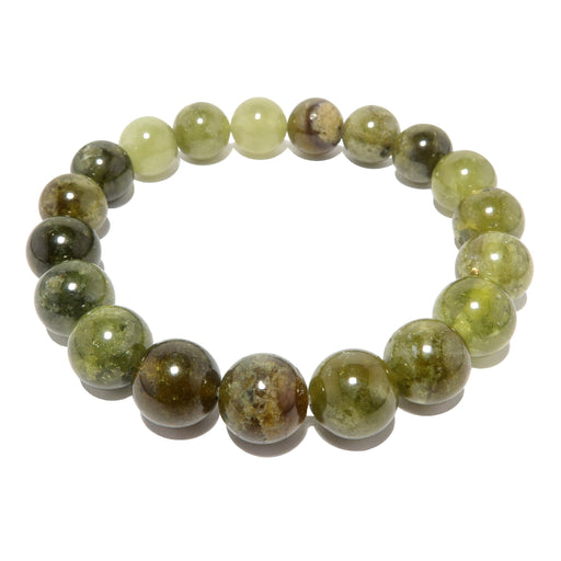 genuine green grossular garnet stretch bracelet beaded with natural round stone beads, handmade at satin crystals jewelry studio