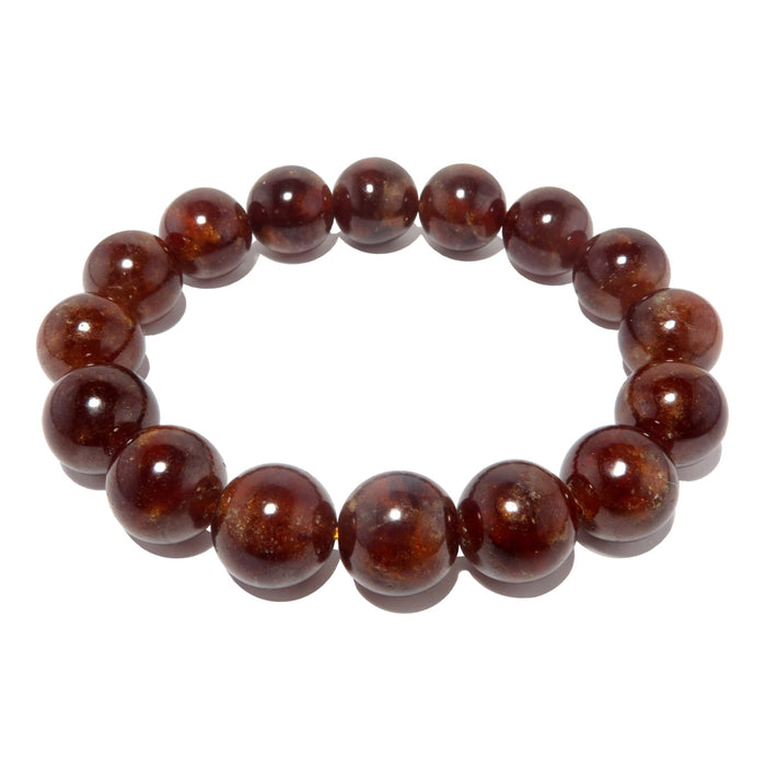 hessonite garnet round beaded stretch bracelet in 9-10mm beads