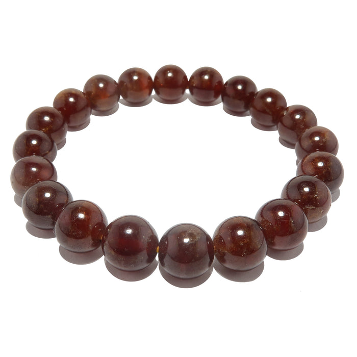 reddish orange hessonite garnet beaded stretch bracelet in 9-8mm beads