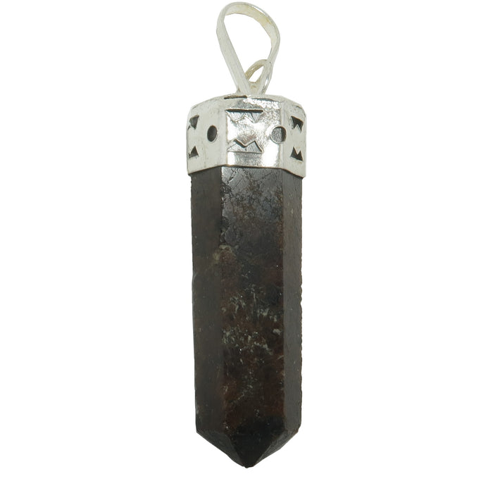 earthy red garnet faceted point pendant in silver